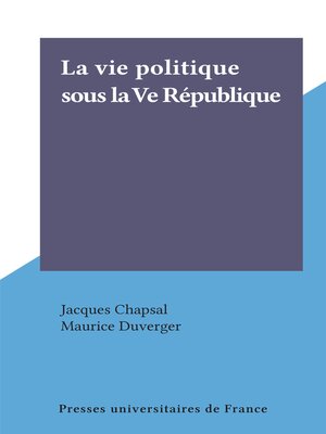 cover image of La vie politique sous la Ve République